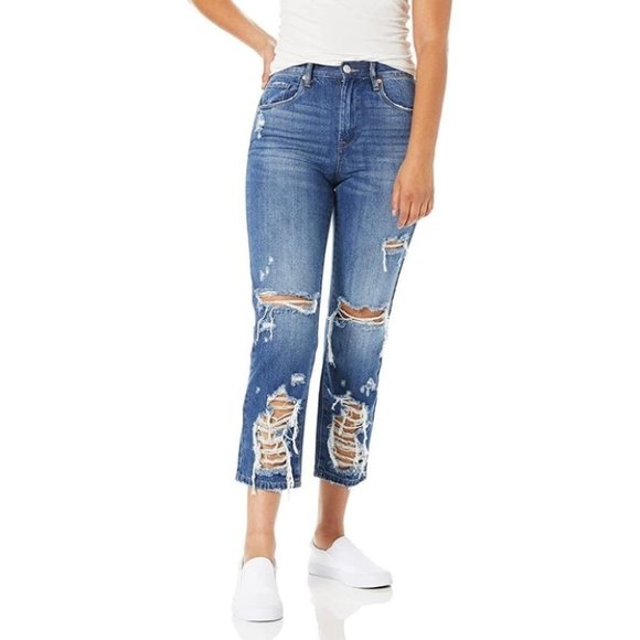Blank NYC Denim - Blank NYC Madison High Rise Crop Boyfriend Jeans Distressed Denim Blue Size 24